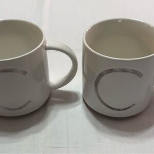 Williams Sonoma White Monogram Mugs